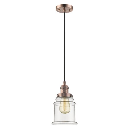 Innovations Lighting 2 Light Canton 6In. Antique Copper Mini Pendant With Clear Glass, 509524 201C-AC-G182